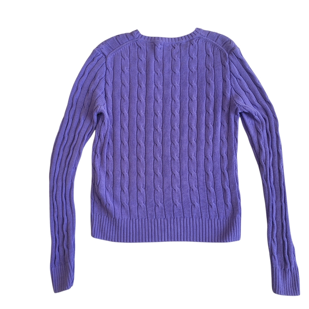 Polo Ralph Lauren Lavender Cable Knit Crewneck Women's Sweater Size L - Picture 7 of 10